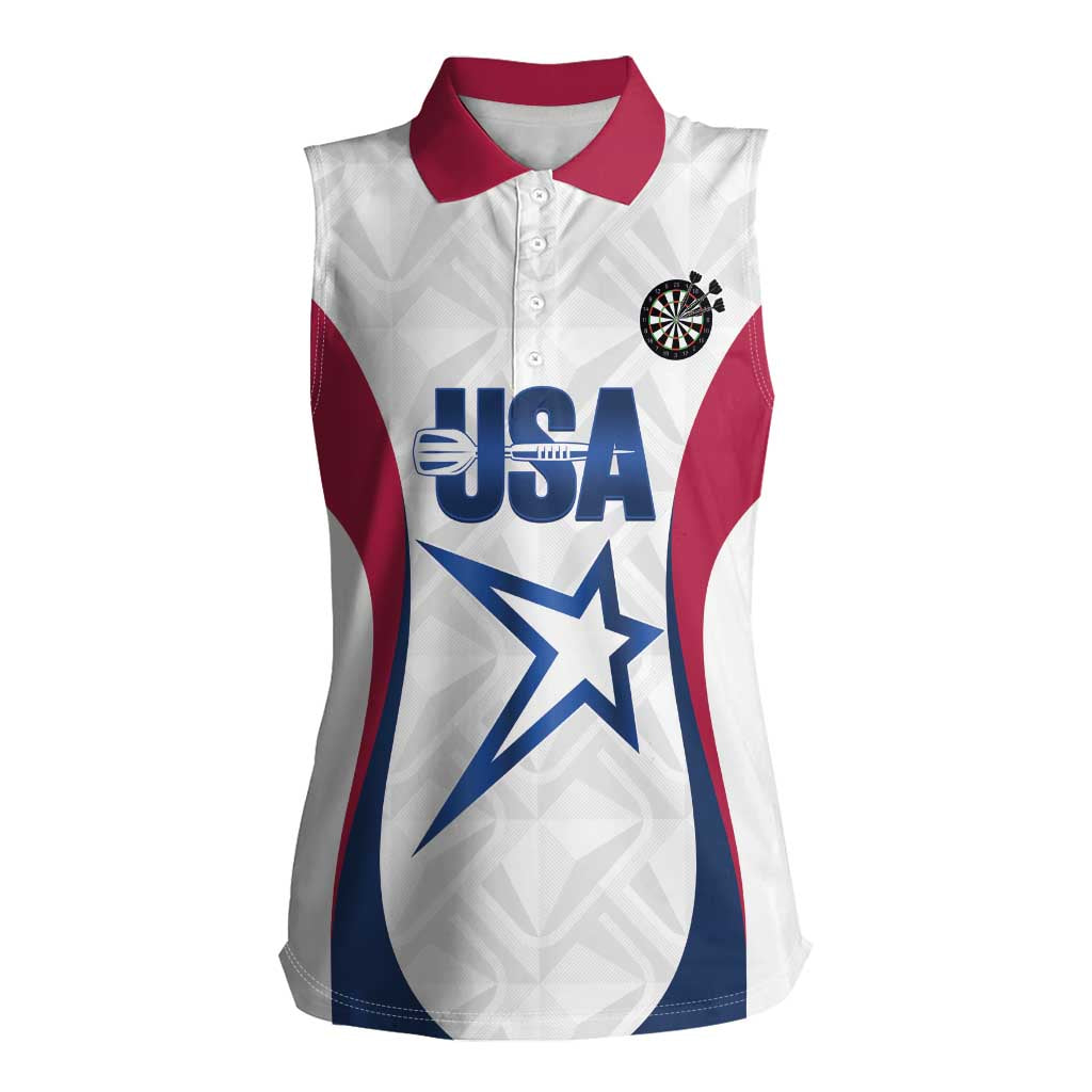 Custom United States Darts Women Sleeveless Polo Shirt Come On USA Curve Style
