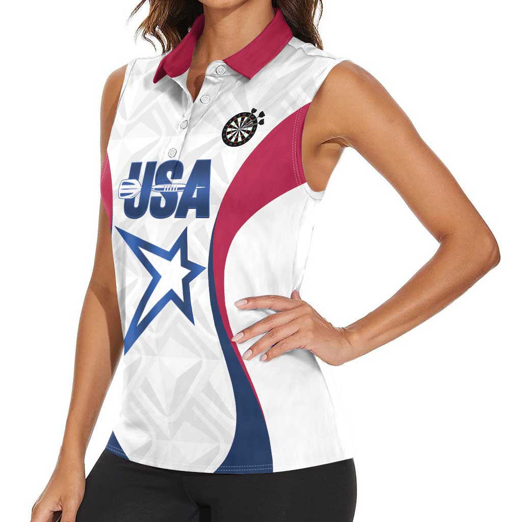 Custom United States Darts Women Sleeveless Polo Shirt Come On USA Curve Style
