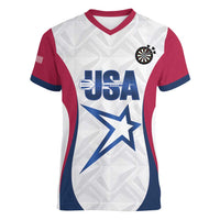 Custom United States Darts Women V-Neck T-Shirt Come On USA Curve Style