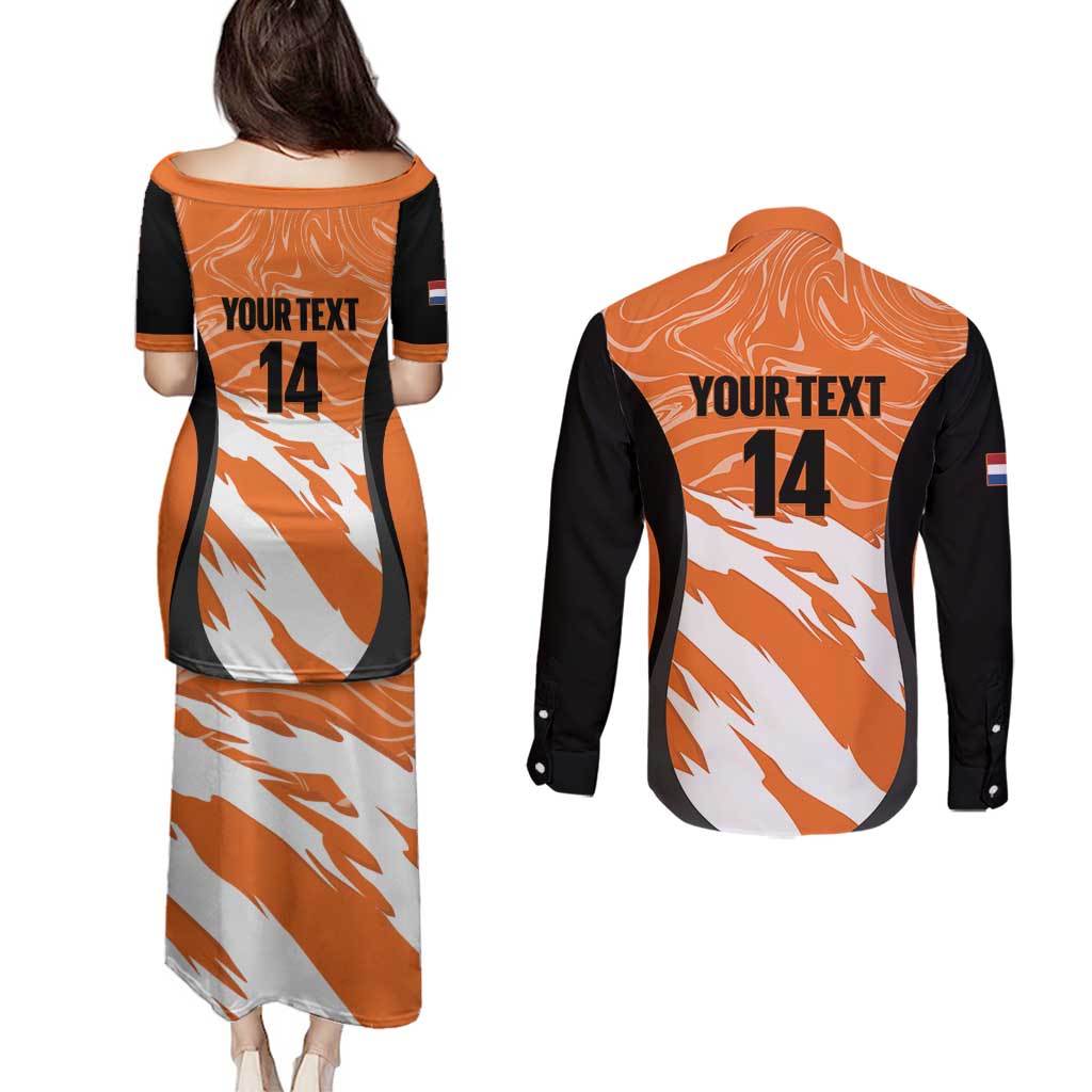 Custom Netherlands Darts Couples Matching Puletasi and Long Sleeve Button Shirt Come On Holland