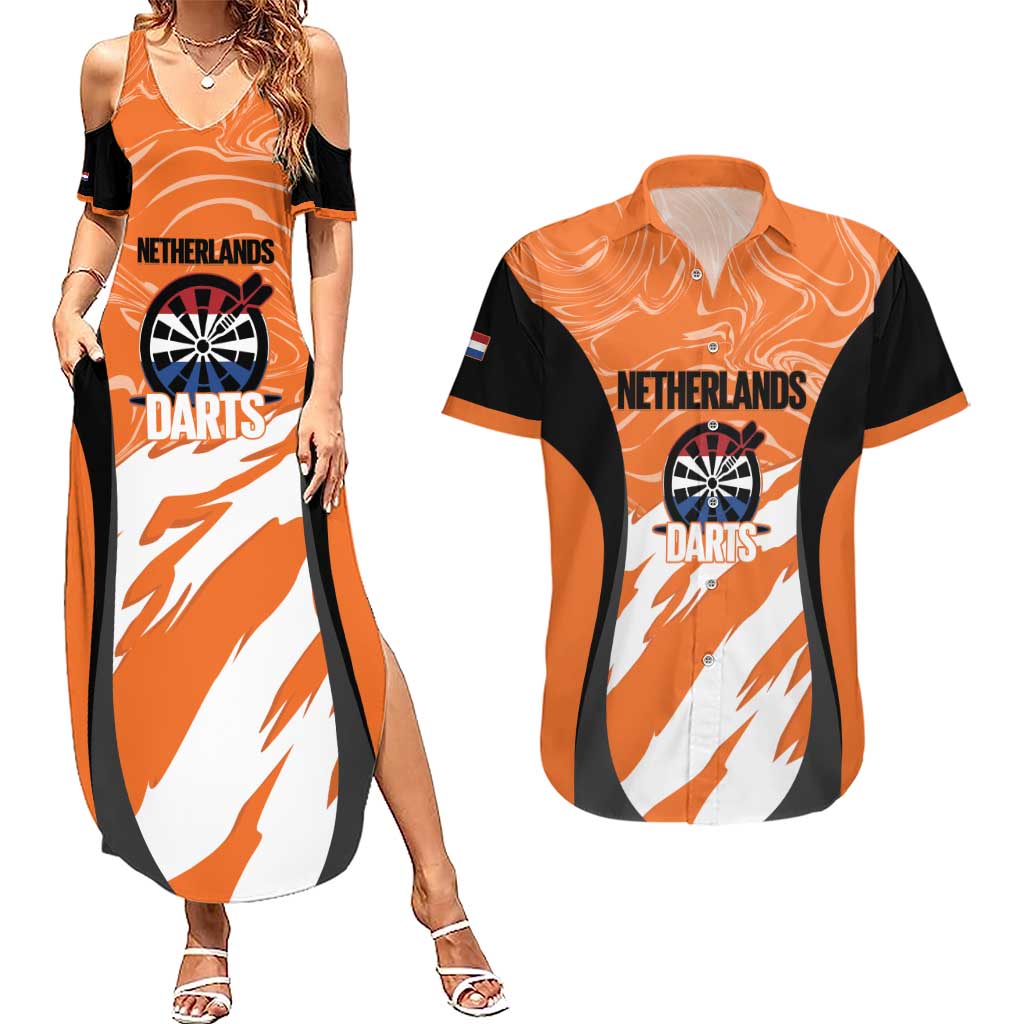 Custom Netherlands Darts Couples Matching Summer Maxi Dress and Hawaiian Shirt Come On Holland