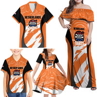 Custom Netherlands Darts Family Matching Off Shoulder Maxi Dress and Hawaiian Shirt Come On Holland