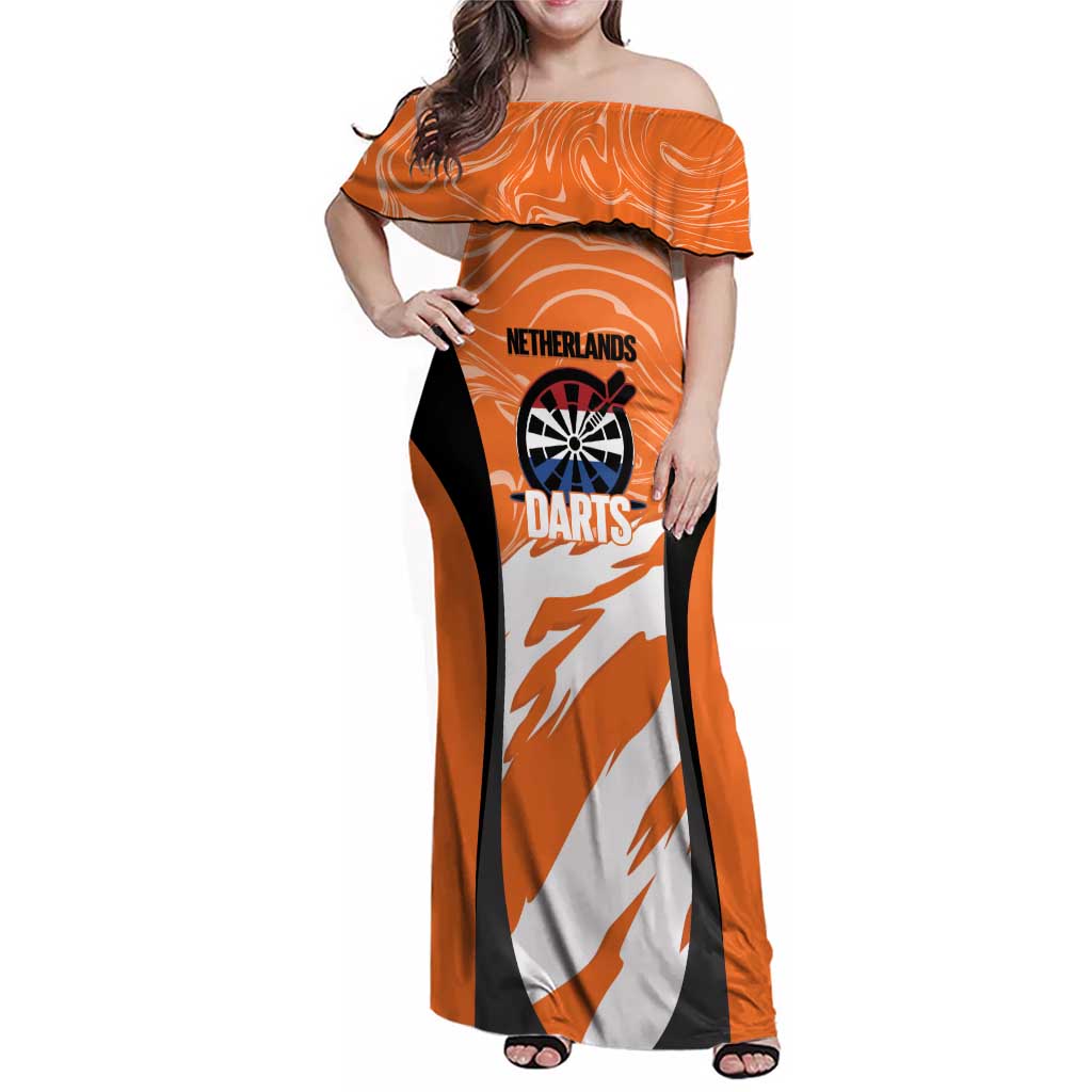 Custom Netherlands Darts Family Matching Off Shoulder Maxi Dress and Hawaiian Shirt Come On Holland