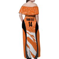 Custom Netherlands Darts Family Matching Off Shoulder Maxi Dress and Hawaiian Shirt Come On Holland