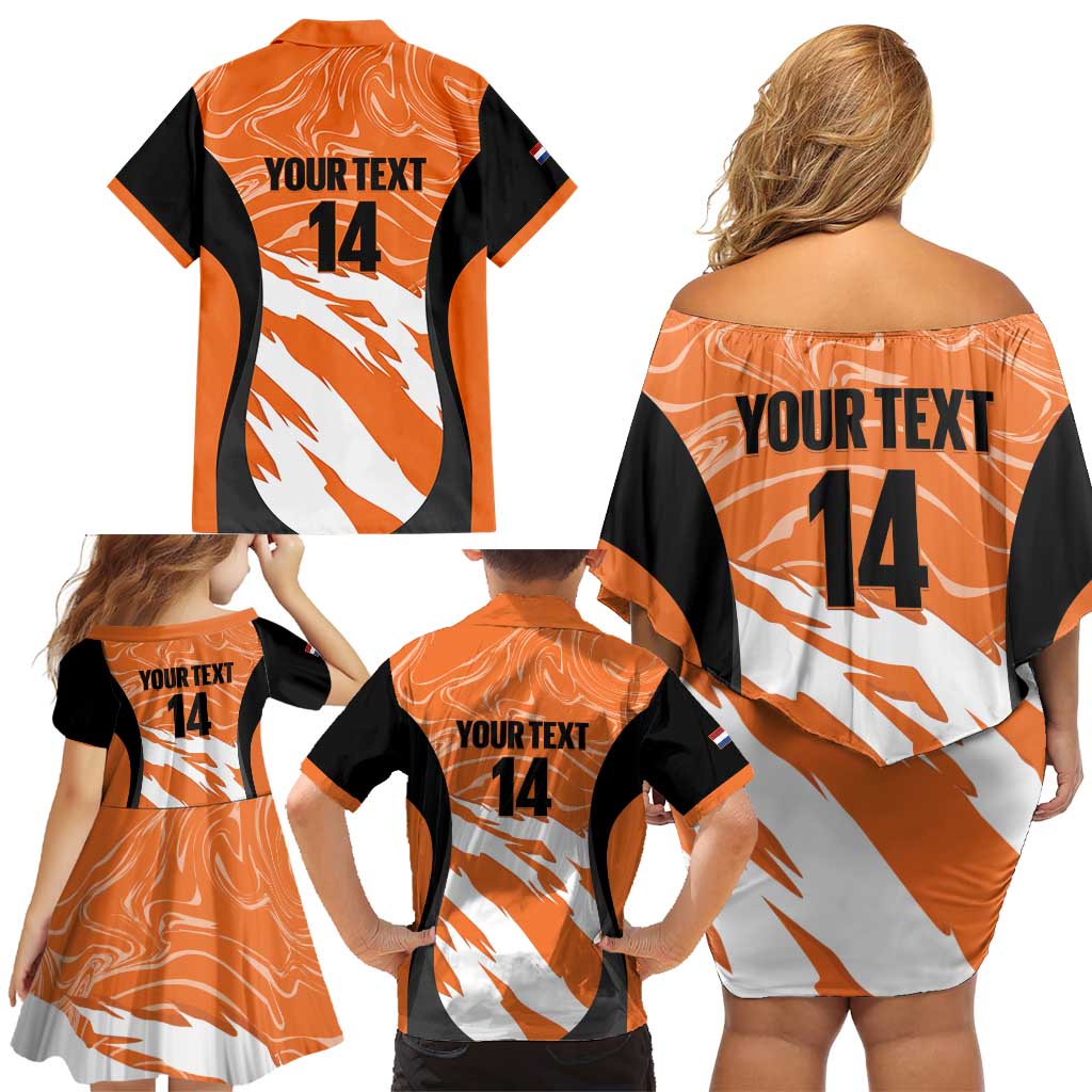 Custom Netherlands Darts Family Matching Off Shoulder Short Dress and Hawaiian Shirt Come On Holland