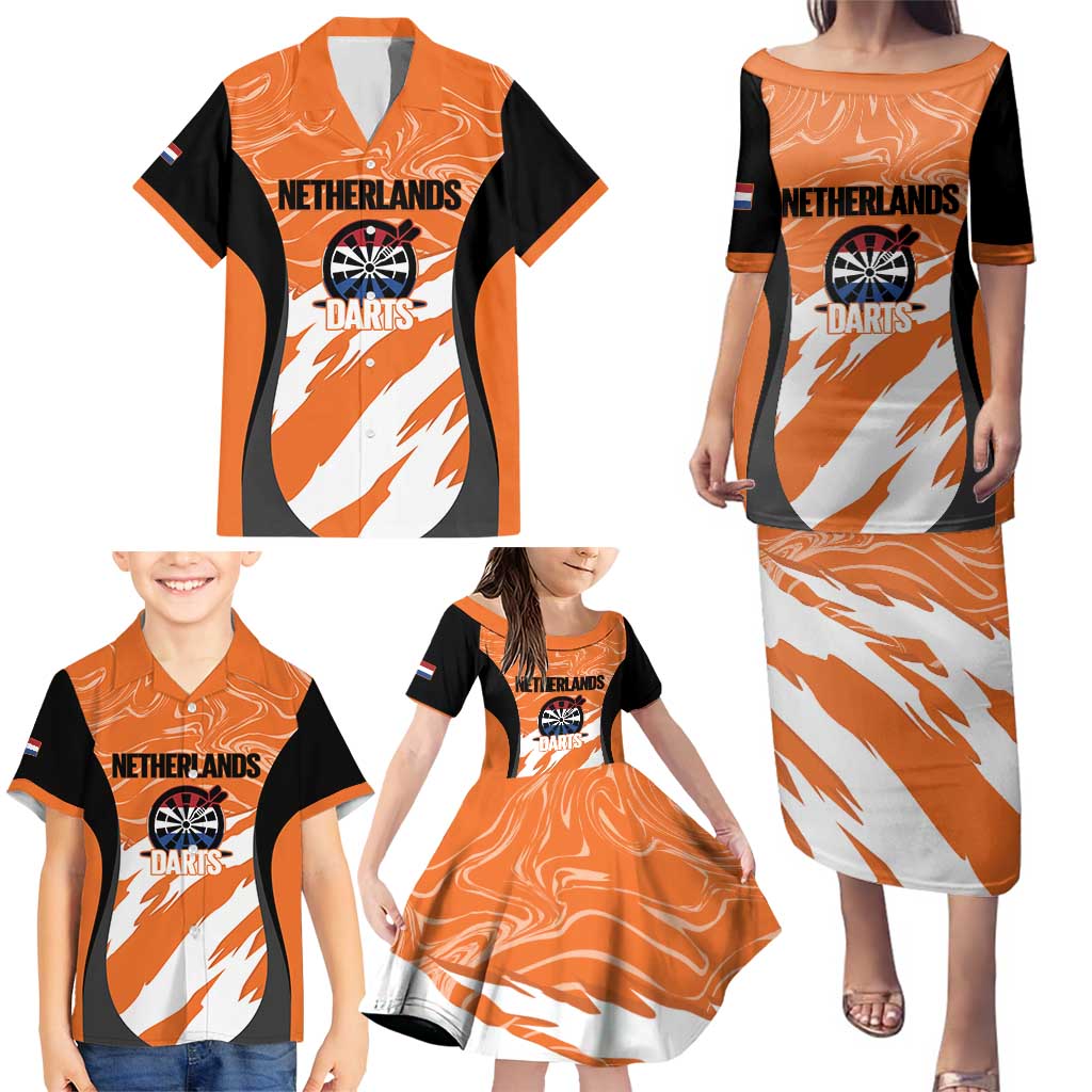 Custom Netherlands Darts Family Matching Puletasi and Hawaiian Shirt Come On Holland