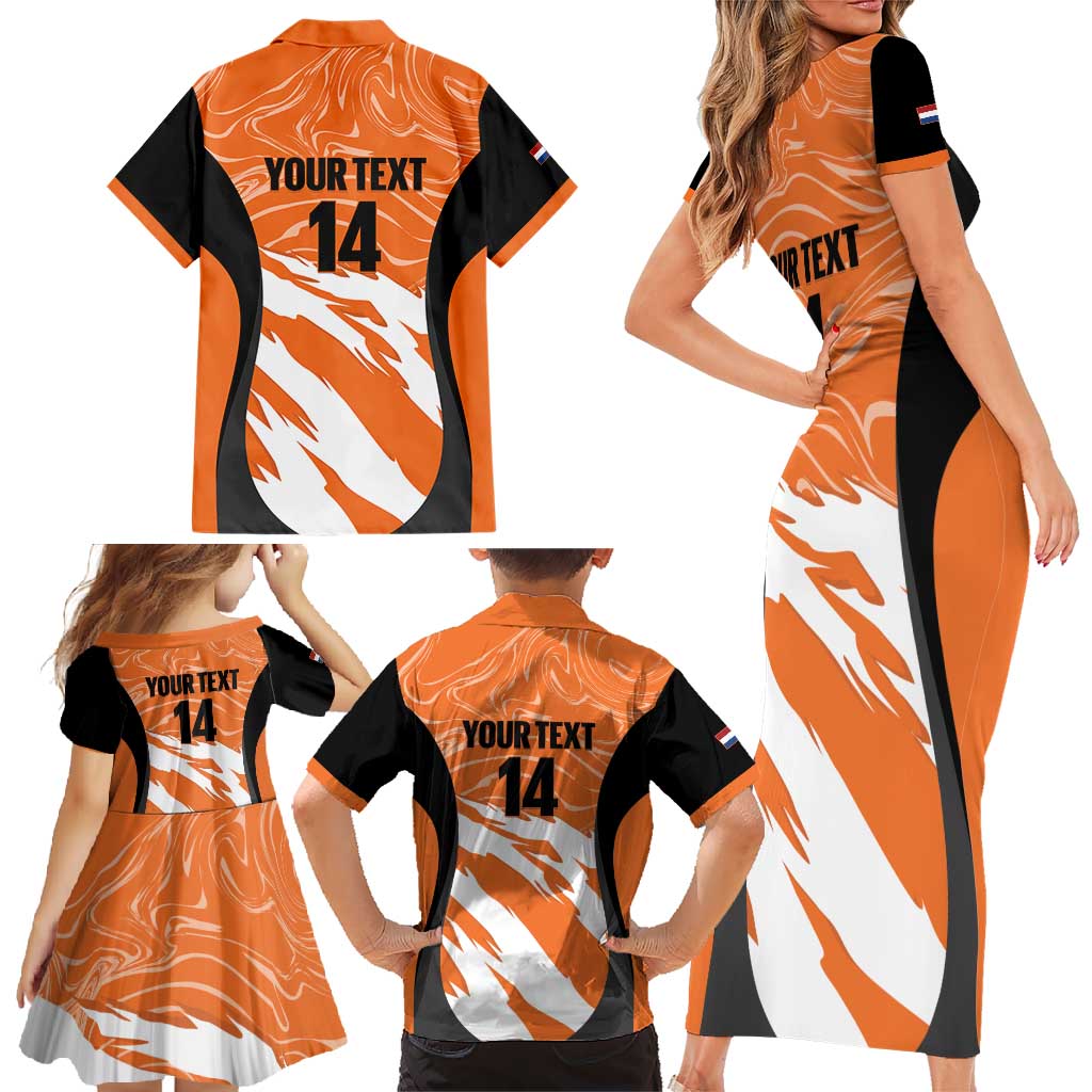 Custom Netherlands Darts Family Matching Short Sleeve Bodycon Dress and Hawaiian Shirt Come On Holland