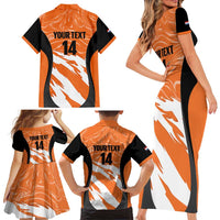Custom Netherlands Darts Family Matching Short Sleeve Bodycon Dress and Hawaiian Shirt Come On Holland
