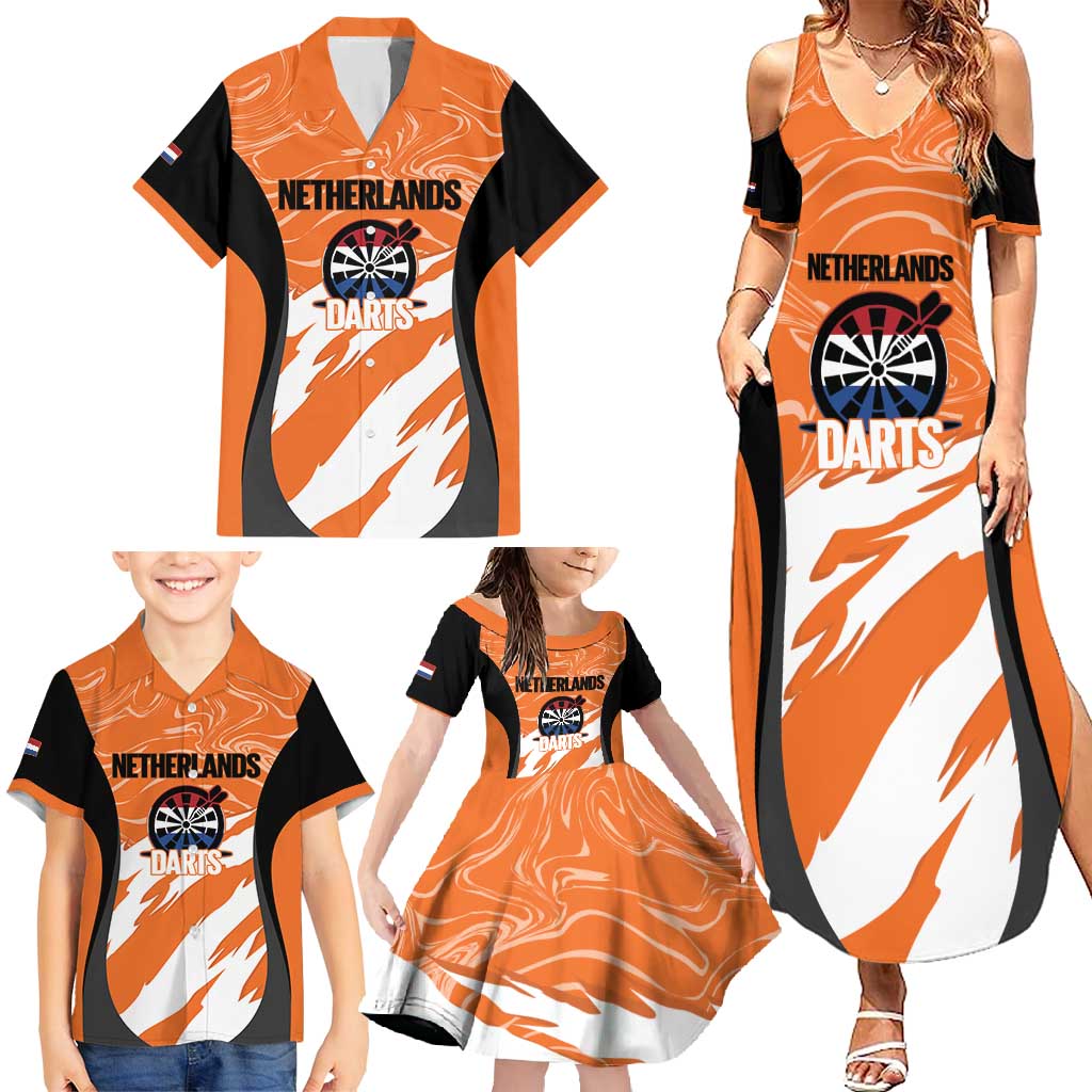 Custom Netherlands Darts Family Matching Summer Maxi Dress and Hawaiian Shirt Come On Holland