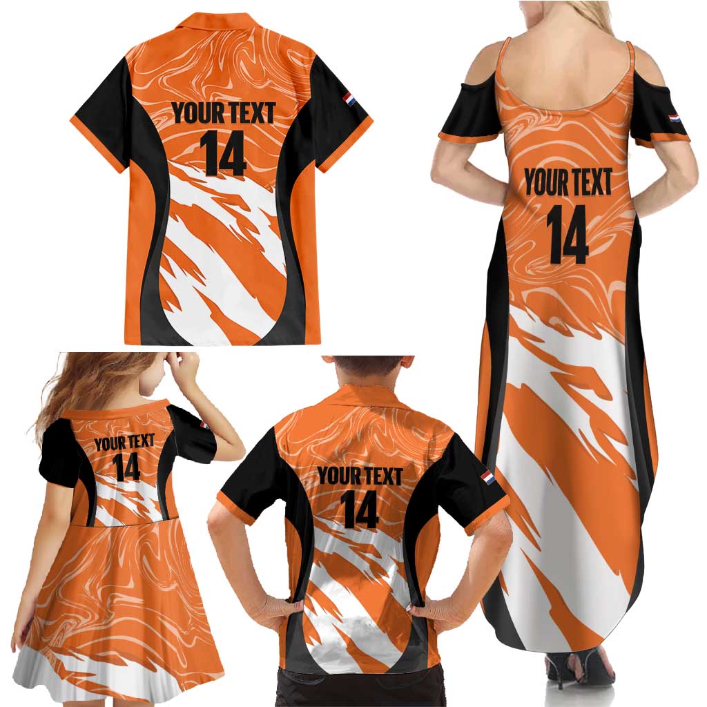 Custom Netherlands Darts Family Matching Summer Maxi Dress and Hawaiian Shirt Come On Holland
