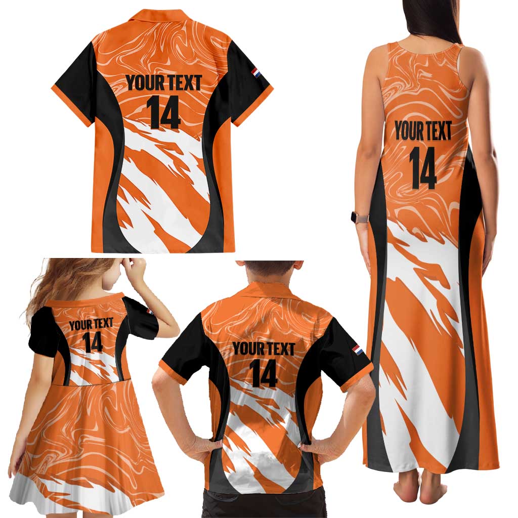 Custom Netherlands Darts Family Matching Tank Maxi Dress and Hawaiian Shirt Come On Holland