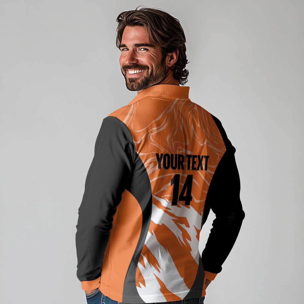 Custom Netherlands Darts Long Sleeve Polo Shirt Come On Holland