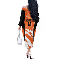 Custom Netherlands Darts Off The Shoulder Long Sleeve Dress Come On Holland