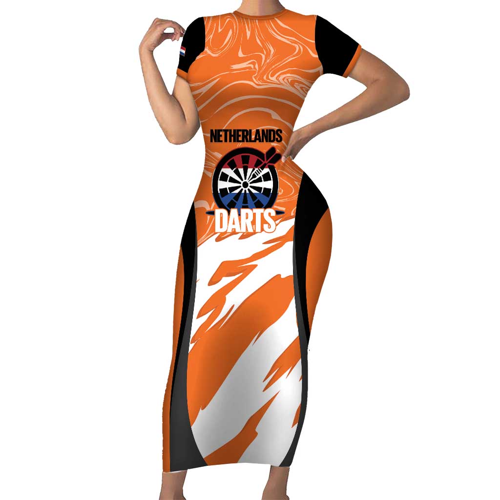 Custom Netherlands Darts Short Sleeve Bodycon Dress Come On Holland