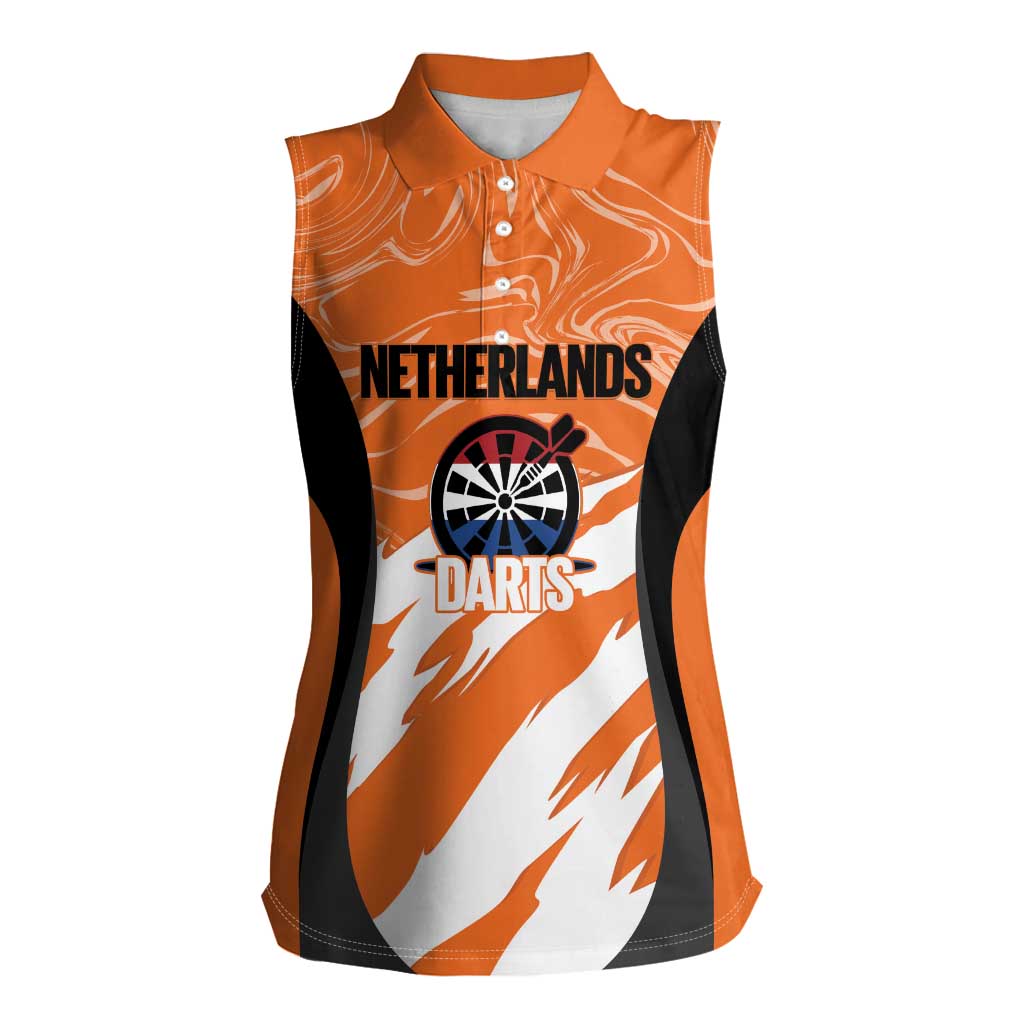 Custom Netherlands Darts Women Sleeveless Polo Shirt Come On Holland