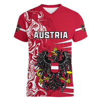 Austria Women V Neck T Shirt Austrian Coat Of Arms Simple Style - Wonder Print Shop
