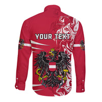 Personalised Austria Long Sleeve Button Shirt Austrian Coat Of Arms Simple Style - Wonder Print Shop