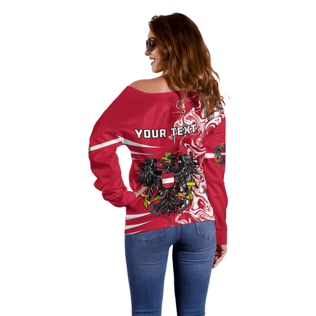 Personalised Austria Off Shoulder Sweater Austrian Coat Of Arms Simple Style - Wonder Print Shop