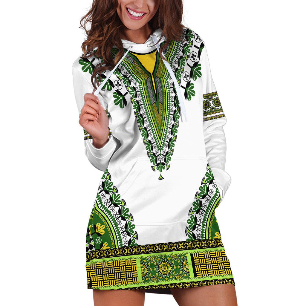 Africa Hoodie Dress African Dashiki Royal Green Version - Wonder Print Shop