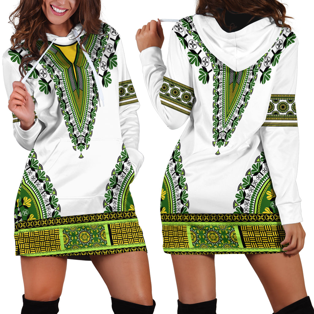 Africa Hoodie Dress African Dashiki Royal Green Version - Wonder Print Shop