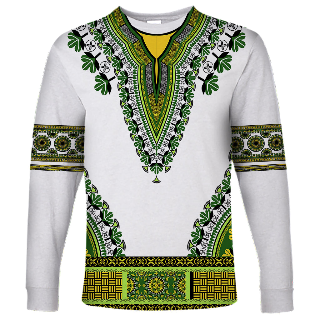 Africa Long Sleeve Shirt African Dashiki Royal Green Version - Wonder Print Shop