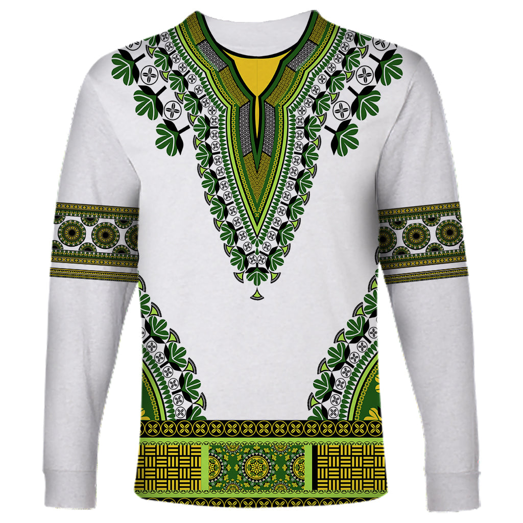 Africa Long Sleeve Shirt African Dashiki Royal Green Version - Wonder Print Shop