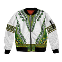 Africa Sleeve Zip Bomber Jacket African Dashiki Royal Green Version - Wonder Print Shop
