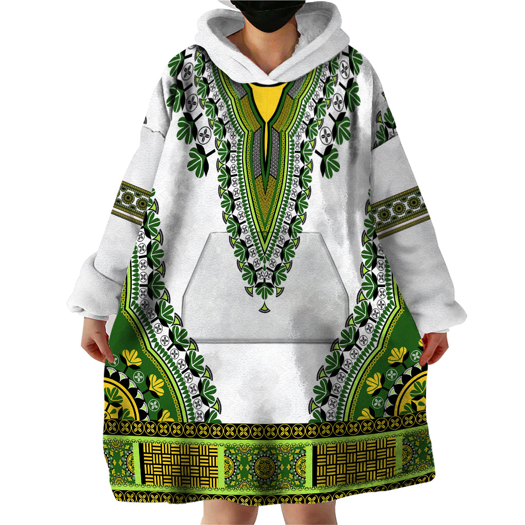 Africa Wearable Blanket Hoodie African Dashiki Royal Green Version - Wonder Print Shop