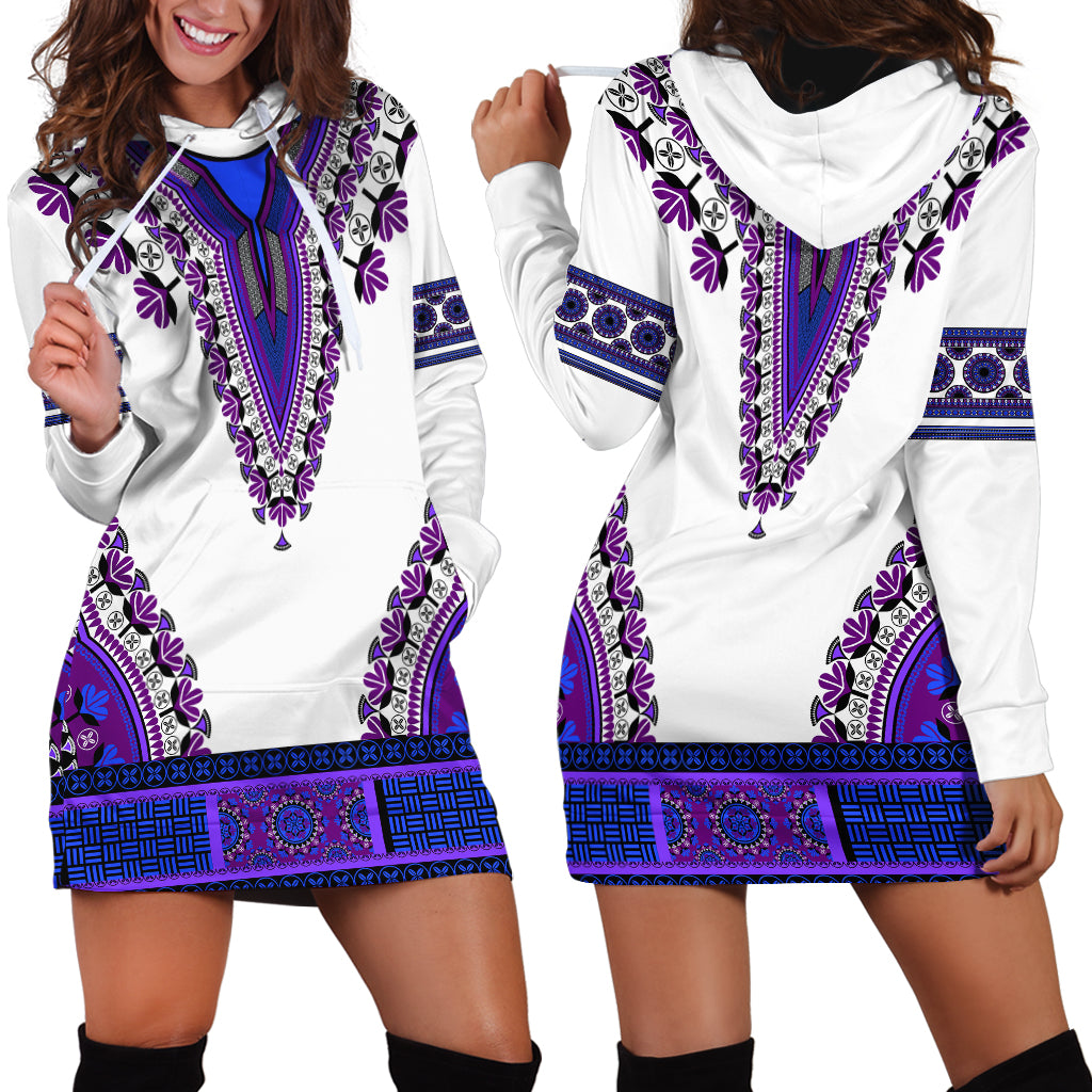 Africa Hoodie Dress African Dashiki Royal Purple Version - Wonder Print Shop
