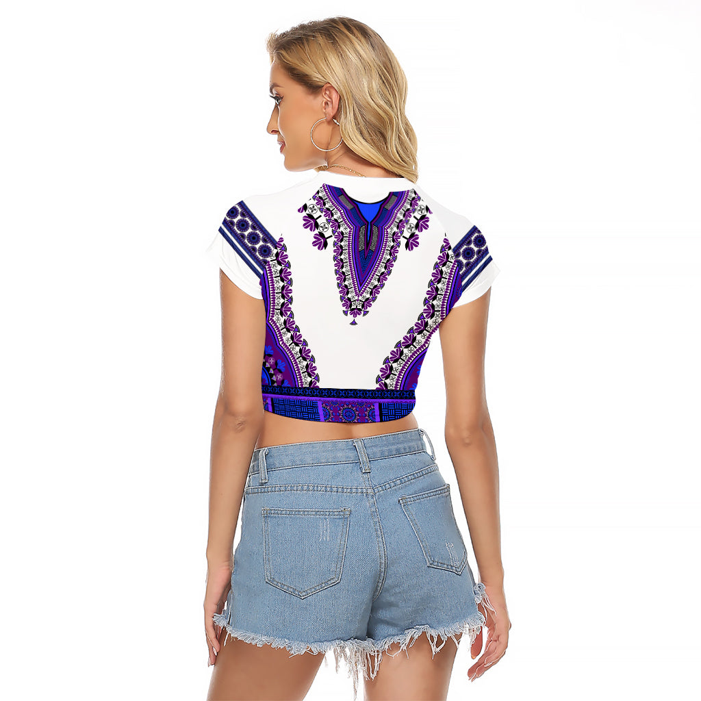 Africa Raglan Cropped T Shirt African Dashiki Royal Purple Version - Wonder Print Shop