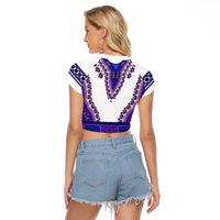 Africa Raglan Cropped T Shirt African Dashiki Royal Purple Version - Wonder Print Shop