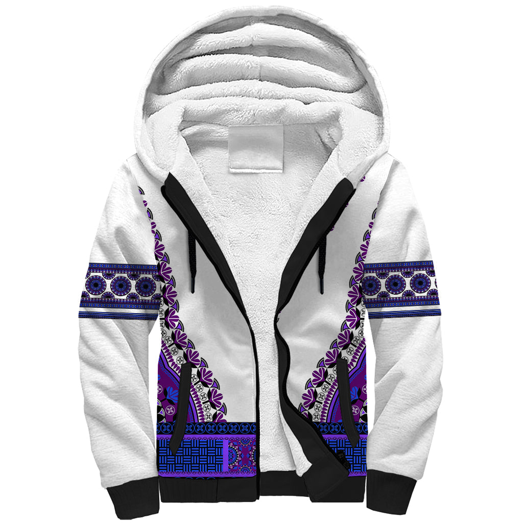 Africa Sherpa Hoodie African Dashiki Royal Purple Version - Wonder Print Shop