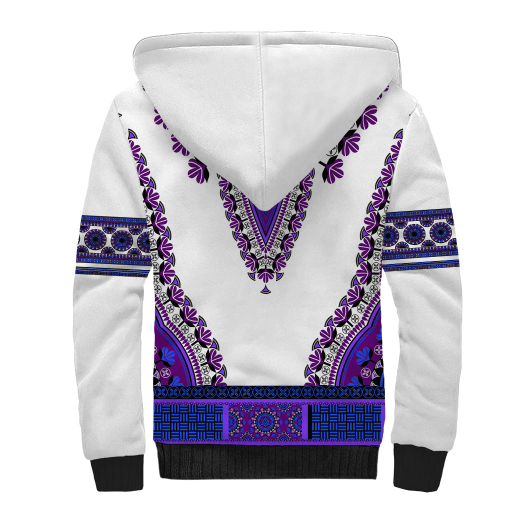Africa Sherpa Hoodie African Dashiki Royal Purple Version - Wonder Print Shop