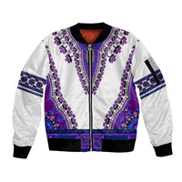 Africa Sleeve Zip Bomber Jacket African Dashiki Royal Purple Version - Wonder Print Shop