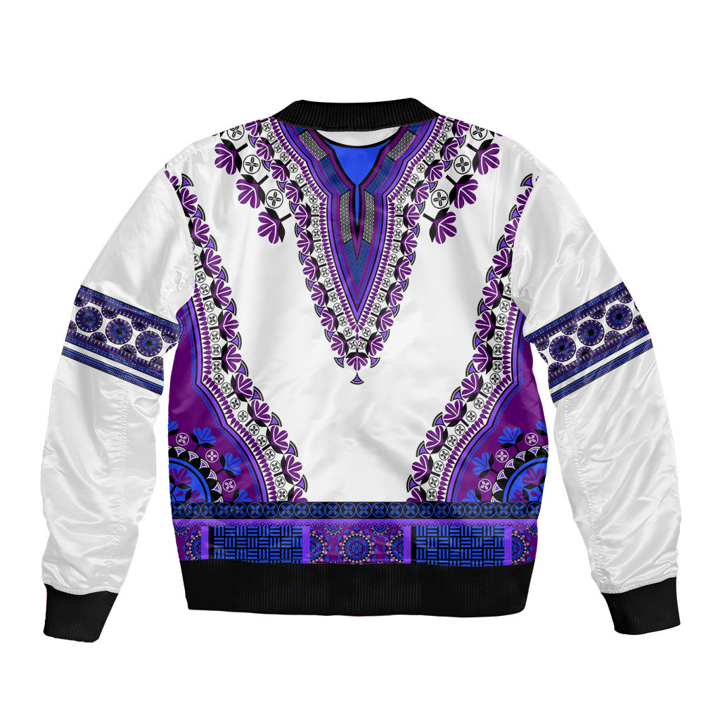 Africa Sleeve Zip Bomber Jacket African Dashiki Royal Purple Version - Wonder Print Shop
