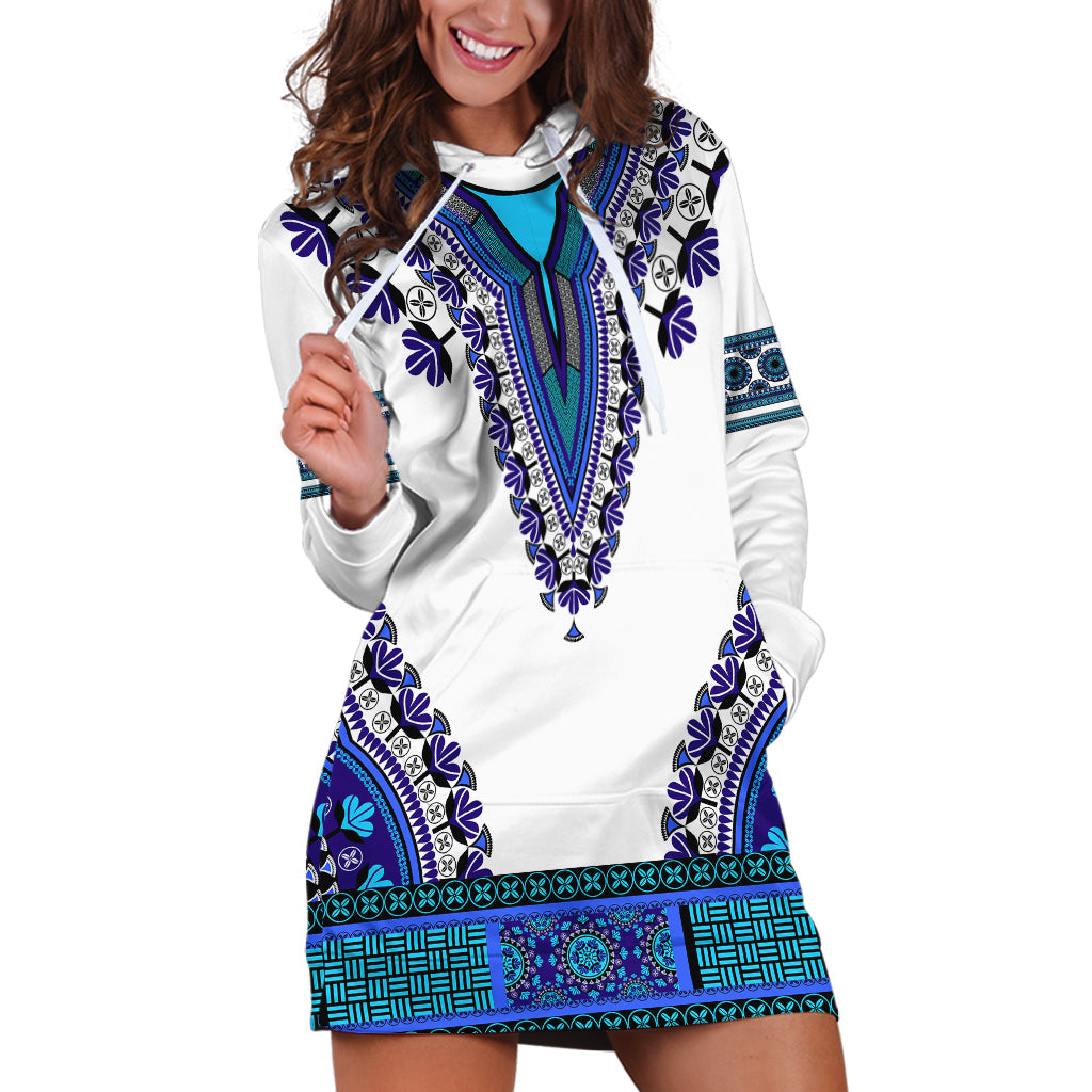 Africa Hoodie Dress African Dashiki Royal Blue Version - Wonder Print Shop