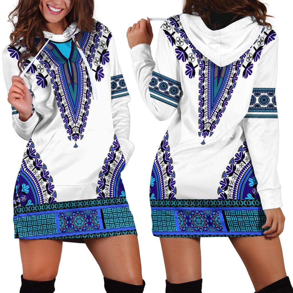 Africa Hoodie Dress African Dashiki Royal Blue Version - Wonder Print Shop