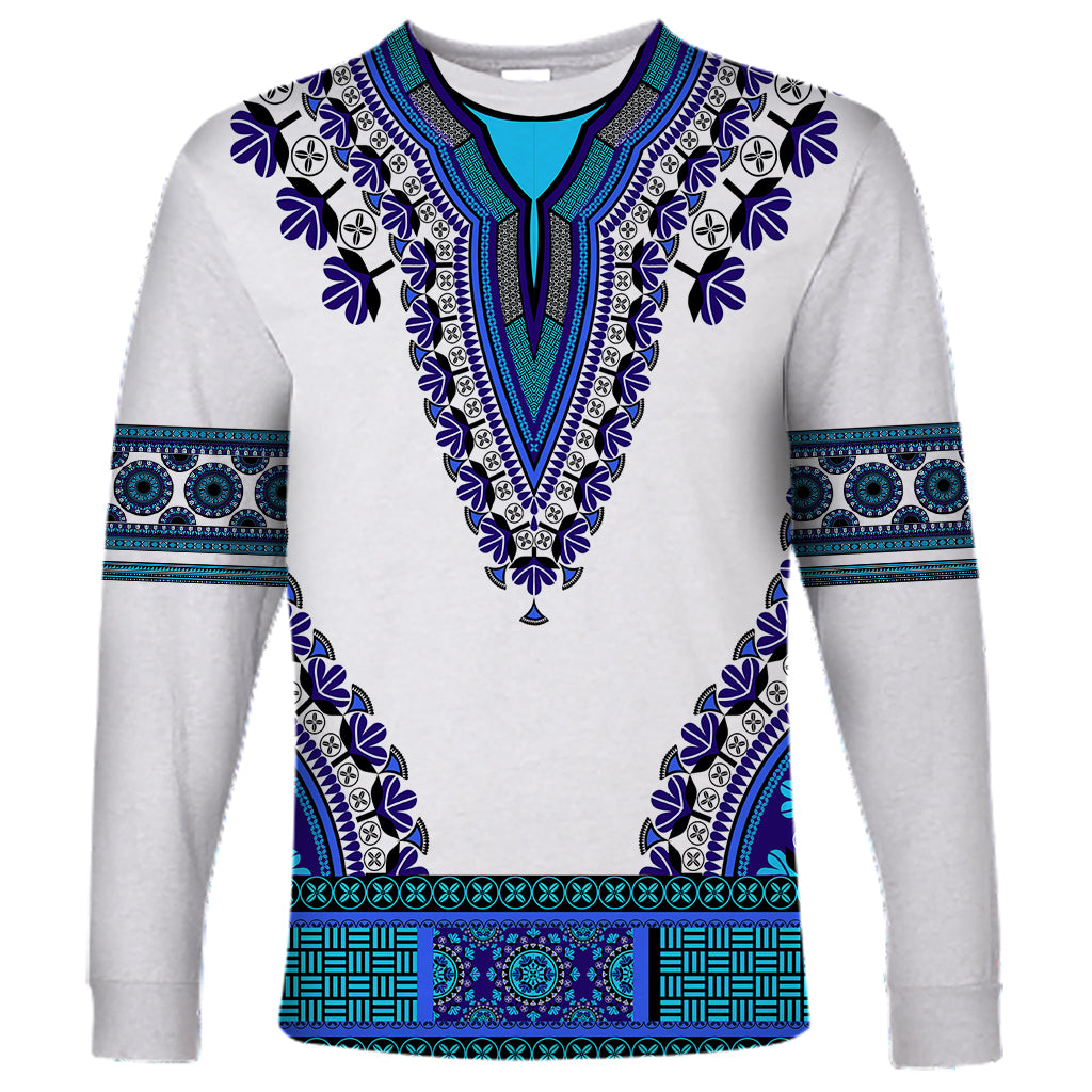 Africa Long Sleeve Shirt African Dashiki Royal Blue Version - Wonder Print Shop