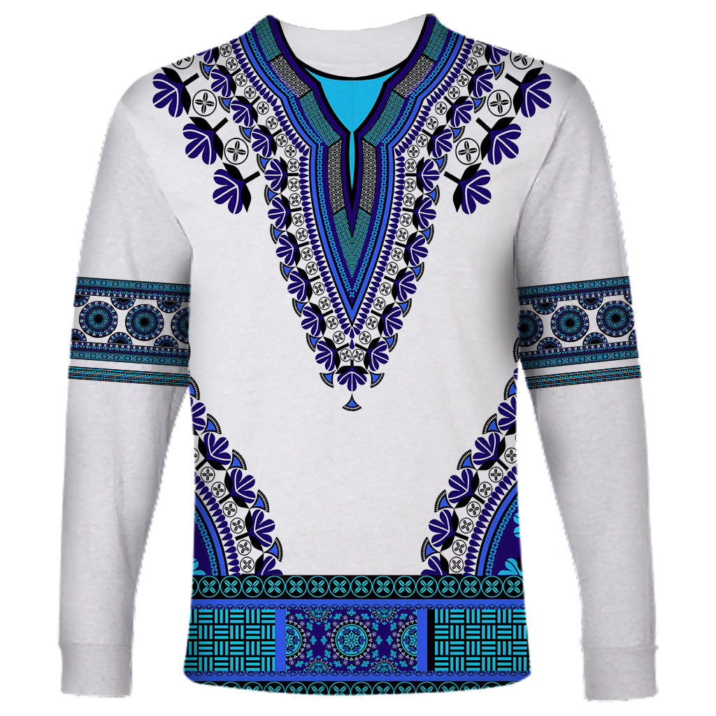 Africa Long Sleeve Shirt African Dashiki Royal Blue Version - Wonder Print Shop