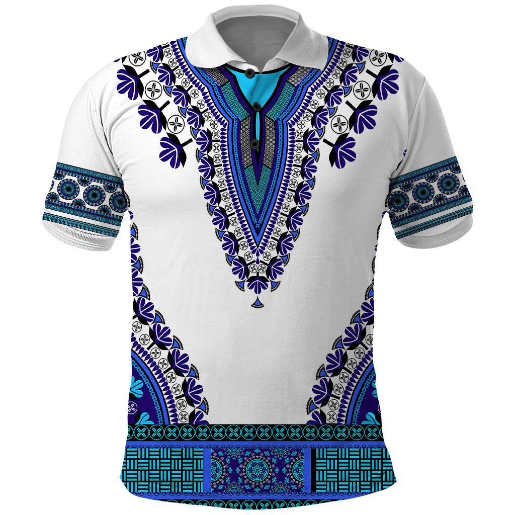 Africa Polo Shirt African Dashiki Royal Blue Version - Wonder Print Shop