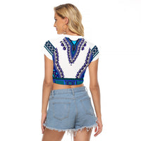 Africa Raglan Cropped T Shirt African Dashiki Royal Blue Version - Wonder Print Shop