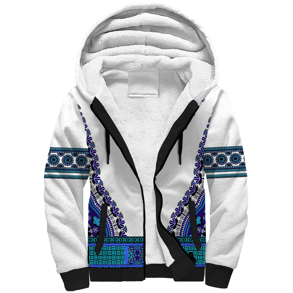 Africa Sherpa Hoodie African Dashiki Royal Blue Version - Wonder Print Shop