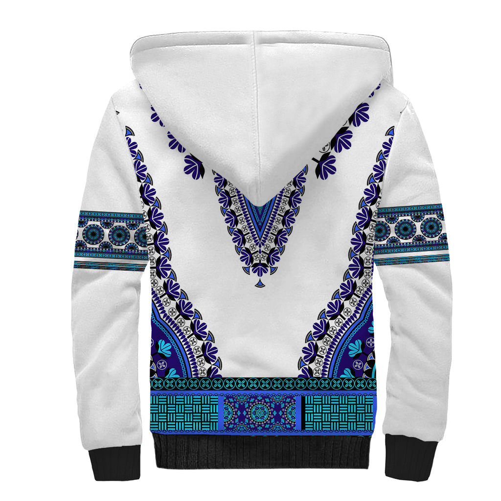 Africa Sherpa Hoodie African Dashiki Royal Blue Version - Wonder Print Shop