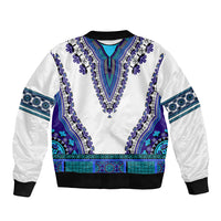 Africa Sleeve Zip Bomber Jacket African Dashiki Royal Blue Version - Wonder Print Shop