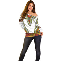 Africa Off Shoulder Sweater African Dashiki Royal Gold Version - Wonder Print Shop