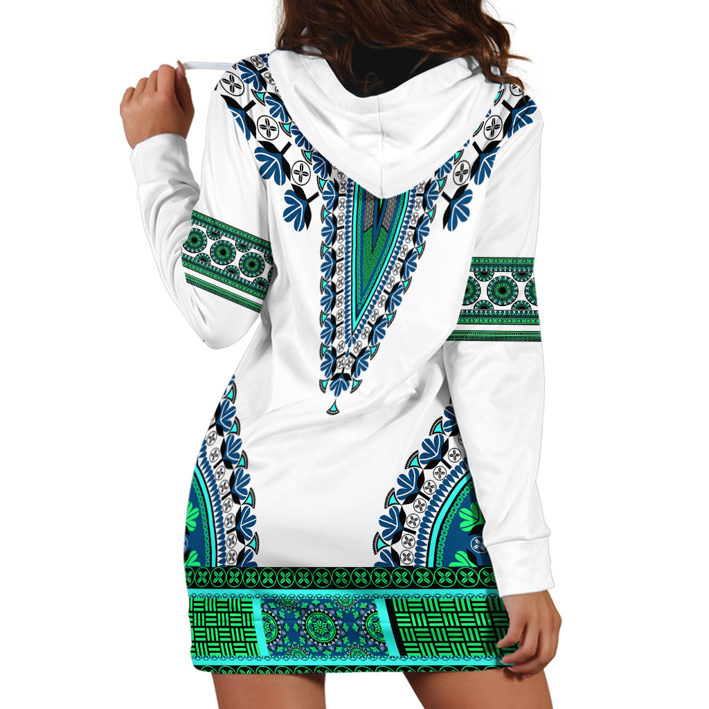 Africa Hoodie Dress African Dashiki Royal Turquoise Version - Wonder Print Shop