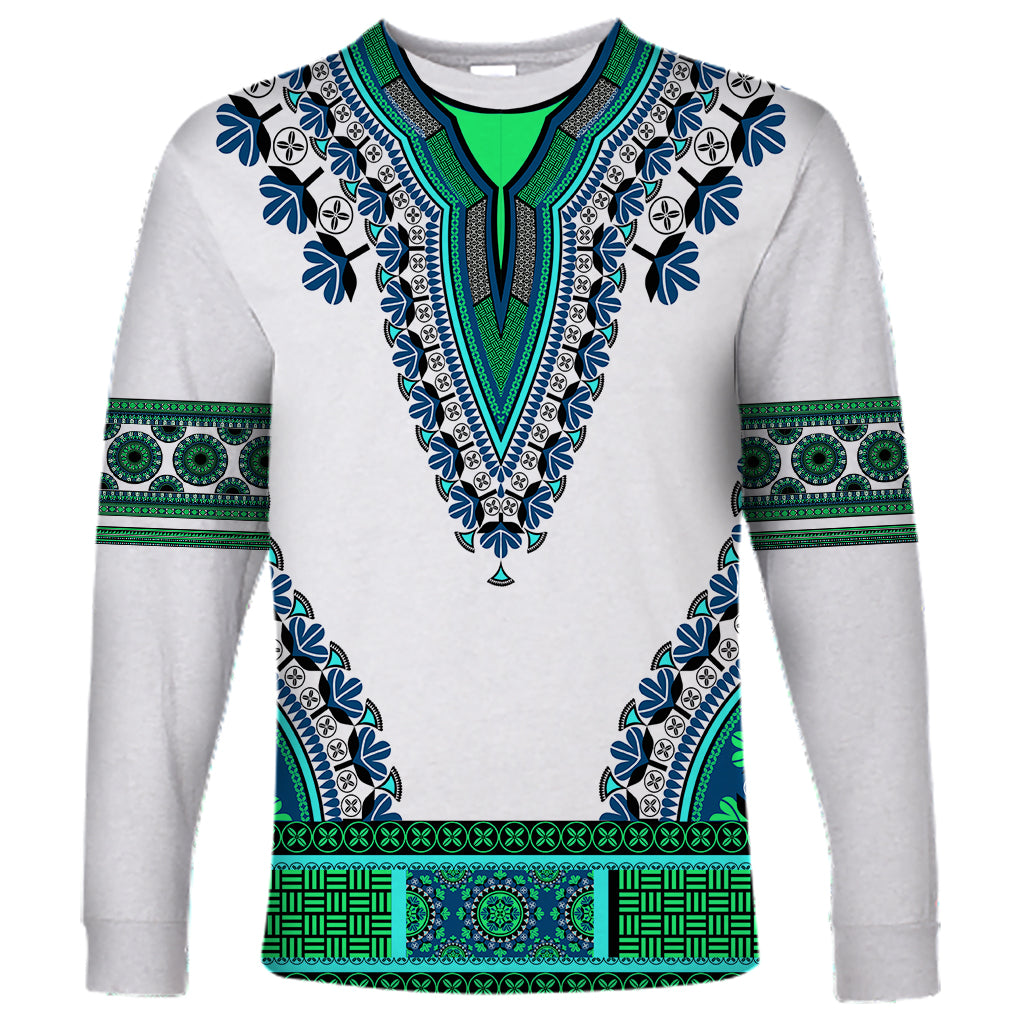 Africa Long Sleeve Shirt African Dashiki Royal Turquoise Version - Wonder Print Shop