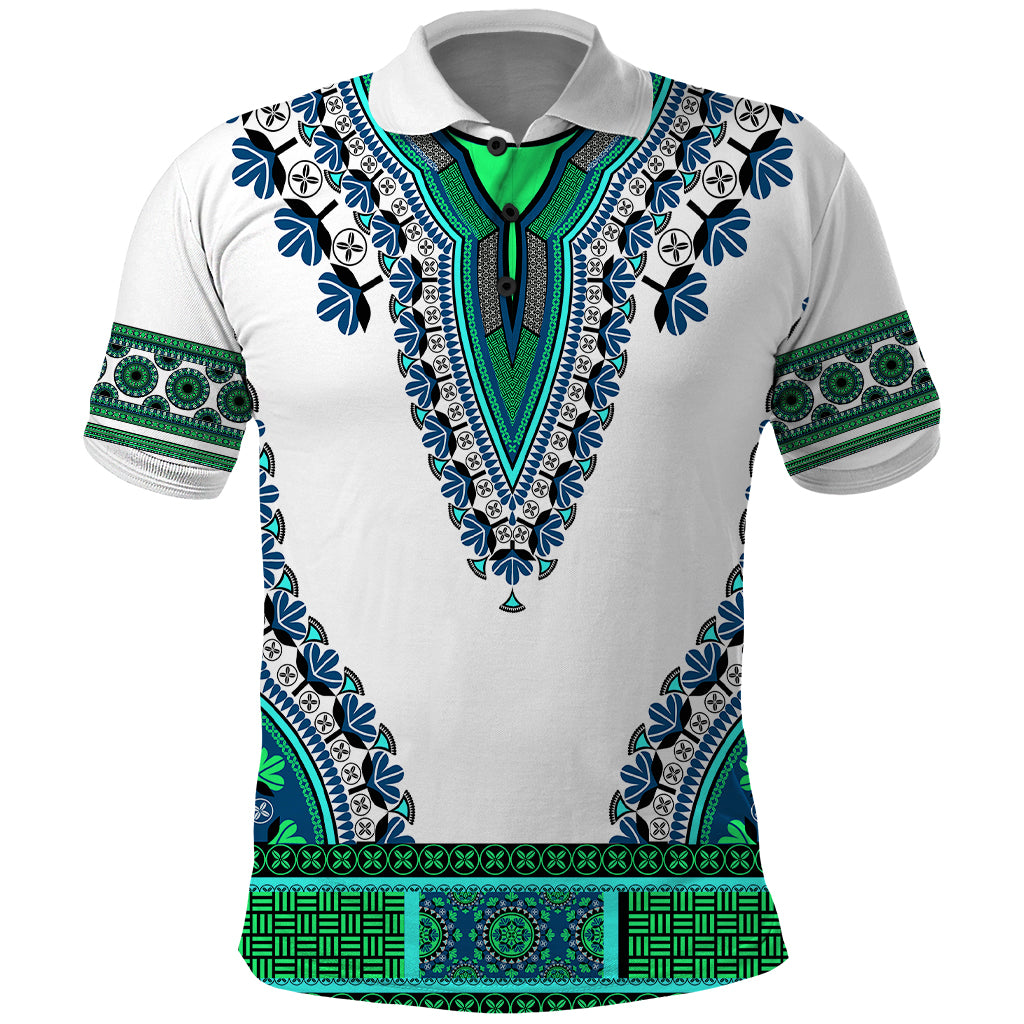 Africa Polo Shirt African Dashiki Royal Turquoise Version - Wonder Print Shop