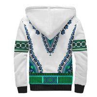 Africa Sherpa Hoodie African Dashiki Royal Turquoise Version - Wonder Print Shop