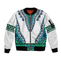 Africa Sleeve Zip Bomber Jacket African Dashiki Royal Turquoise Version - Wonder Print Shop